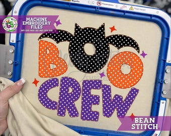 Boo Crew Bean Stitch Embroidery Design | Halloween Machine Embroidery | Machine Embroidery | Halloween Bat DSt PeS HuS | Boo Crew PeS | Boo