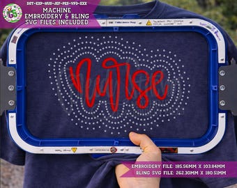 Nurse Bling Machine Embroidery SVG Design | Hand Lettered Nurse DsT | Nurse Bling PeS | Nurse Vp3 | Embroidery and Bling Nurse PeS DsT JeF