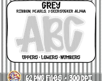 Ribbons Pearls Seersucker PnG - Grey | Pearls Ribbon Alpha PnG | Ribbon Pearls Alpha Set | Pearls Alpha PnG | Seersucker Alpha PnG