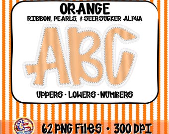 Ribbons Pearls Seersucker PnG - Orange | Pearls Ribbon Alpha PnG | Ribbon Pearls Alpha Set | Pearls Alpha PnG | Seersucker Alpha PnG
