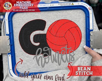 Go Volleyball Bean Stitch Machine Embroidery | Volleyball Embroidery | Volleyball Embroidery | Game Day PES | Volleyball DsT  Go Volleyball