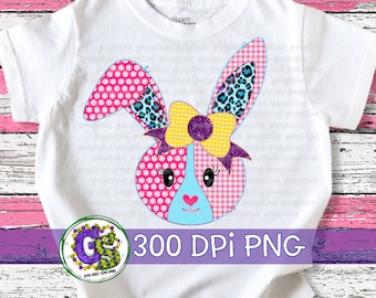 Conejo de aplique falso PNG para sublimación. Patchwork Conejito de Pascua PnG / Conejo Apliques PnG / Conejito PnG / Feliz Pascua PnG / Descarga Instantánea