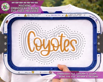 Coyotes Script Rhinestone Machine Embroidery SVG | Rhinestone Embroidery DsT | Coyotes PeS | Rhinestone & Embroidery | Coyotes Bling SvG