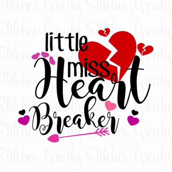 Kleines Fräulein Heart Breaker SvG, DxF, EpS, PnG. Valentinstag SvG | Herzbrecher SvG | Valentinstag DxF | Sofort Download Geschnittene Dateien