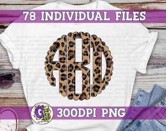 Leopard Scalloped Monogram Set PnG | Leopard Monogram PnG | Leopard Monogram PnG | Leopard Monogram PnG | Leopard Monogram Instant Download