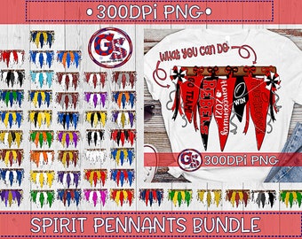 Lot de fanions spirituels, sublimation PNG | Bundle PNG Retrouvailles | Football PNG | Ensemble de 51 fanions PNG | L'esprit de l'école PNG |Téléchargement instantané