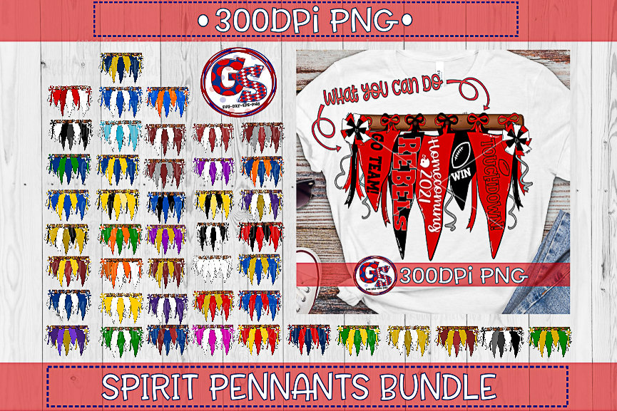 Spirit Pennants Bundle PNG Sublimation | Homecoming PnG Bundle | Football PnG | 51 Pennants Bundle PnG | School Spirit PnG |Instant Download