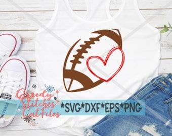 Football Heart svg eps dxf png | Football DxF | Football SvG | Friday Night Lights SvG | Football Heart SvG | Instant Download Cut File