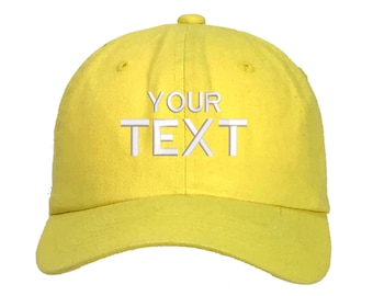 Custom Dad Hat Embroidered Baseball Cap, Your Own Personalized Hat Custom Hat on a Curved Brim Baseball Cap, Choose Your Text, Banana Yellow