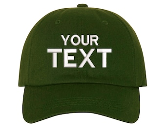 Custom Dad Hat Embroidered Baseball Cap,Your Own Personalized Hat Custom Hat on a Curved Brim Baseball Cap,Choose Your Text, Olive