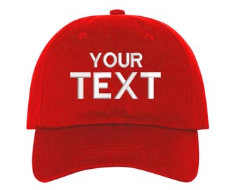 Custom Dad Hat Embroidered Baseball Cap,Your Own Personalized Hat Custom Hat on a Curved Brim Baseball Cap,Choose Your Text, Red