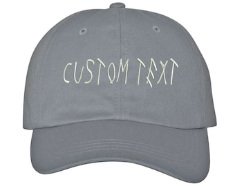 Custom Dad Hat Embroidered, Bold Freehand Marker Lettering, Your text Here Personalized Custom Baseball Cap, Choose Your Text, Gray