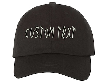 Custom Dad Hat Embroidered, Bold Freehand Marker Lettering, Your text Here Personalized Custom Baseball Cap, Choose Your Text, Black
