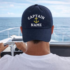 Custom Captain Hat Personalized Embroidered Name Hat, Nautical Boat Hat, Bachelorette Captain Hat, Custom Dad Hat, Personalized Gift