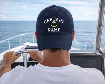 Custom Captain Hat Personalized Embroidered Name Hat, Nautical Boat Hat, Bachelorette Captain Hat, Custom Dad Hat, Personalized Gift