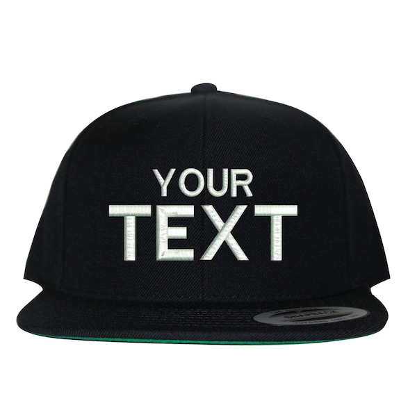Black Custom Embroidered Snapback, Your Own Personalized Hat Custom Hat on a Yupoong Classic Snapback, Choose Your Text