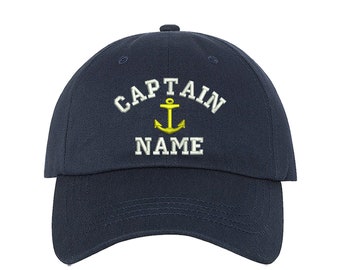 Captain Custom Embroidered Personalized CAPTAIN Dad Hat Add your Name Baseball Cap Customize your hats