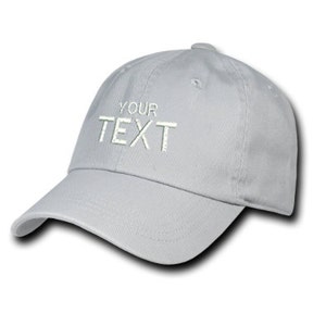 Silver Grey Dad Hat Custom Embroidered Baseball Cap, Your Own Personalized Hat Custom Hat on a Curved Brim Baseball Cap, Choose Your Text