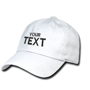 White Dad Hat Custom Embroidered Baseball Cap, Your Own Personalized Hat Custom Hat on a Curved Brim Baseball Cap, Choose Your Text