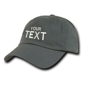 Grey Dad Hat Custom Embroidered Baseball Cap, Your Own Personalized Hat Custom Hat on a Curved Brim Baseball Cap, Choose Your Text