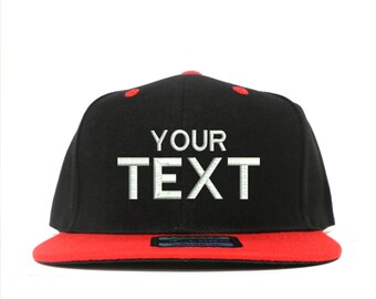 LOGA Black & Red Custom Embroidered Snapback, Your Own Personalized Hat Custom Hat on a LOGA Snapback, Choose Your Text