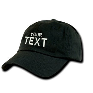 Black Dad Hat Custom Embroidered Baseball Cap, Your Own Personalized Hat Custom Hat on a Curved Brim Baseball Cap, Choose Your Text image 1