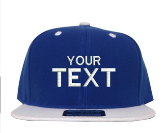 LOGA Blue & White Custom Embroidered Snapback, Your Own Personalized Hat Custom Hat on a LOGA Snapback, Choose Your Text