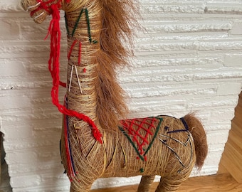 Handmade Coir Coconut Large Horse Decor 31"