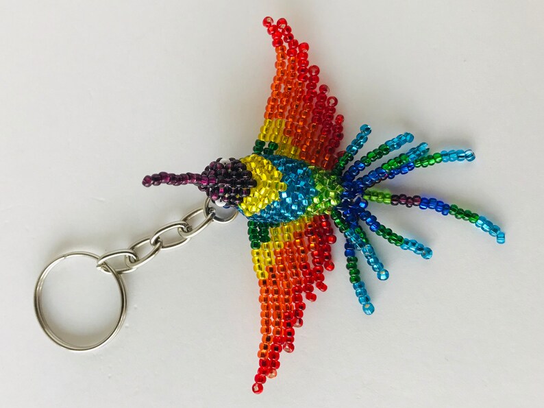 Hummingbird Beaded Keychain/Handmade in Guatemala/Fair Etsy