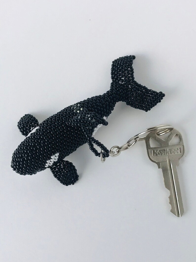 Orca Beaded Keychain/Whale Keychain/Handmade in Guatemala/Fair Etsy