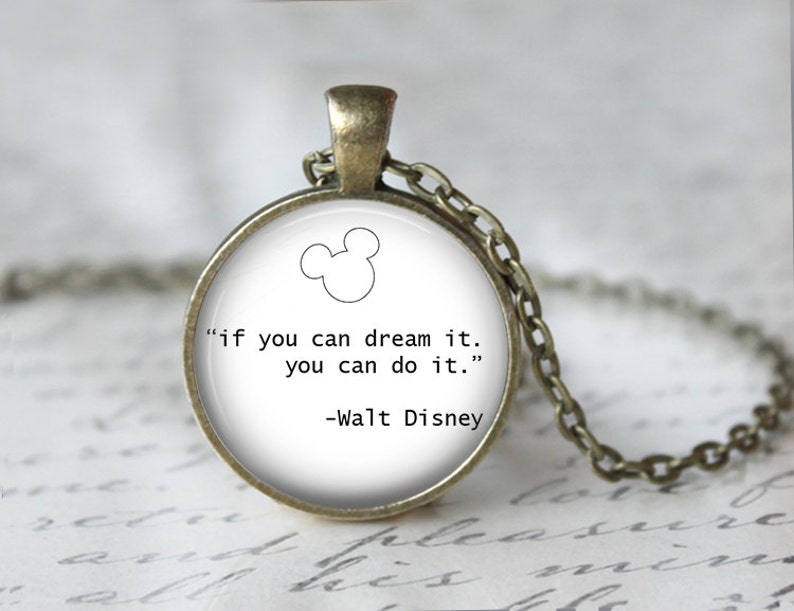 Walt Disney Quote Round Pendant Necklace or Keychain | Etsy