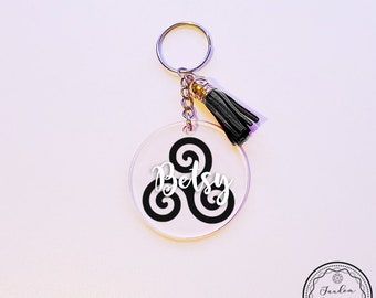 Custom Personalized Round Acrylic Triskelion Name Keychain Perfect Gift for Triskele Fans