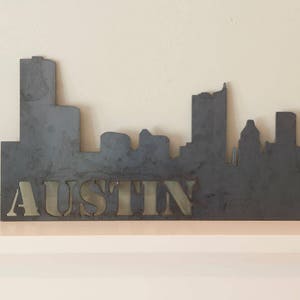 Austin, Austin Skyline, Skyline, Metal Art, Texas, Downtown, Home Decor, Decor, Industrial, 24" Wide and 8" Tall, Art