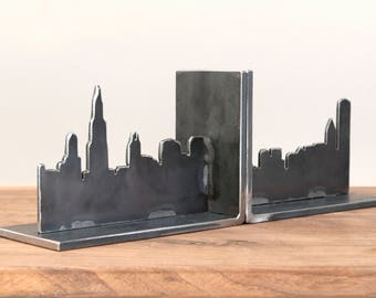 Bookends, Chicago Bookends, Chicago Skyline, Metal Art, Home Decor, Interior Design, Illinois, Downtown, Library, 12x6", Art