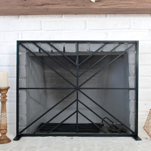 Fireplace Screen, Metal Fireplace Screen, Fireplace Door, Fireplace Cover, Fireplace Insert, Fireplace Screen Cover, Black Fire Screen