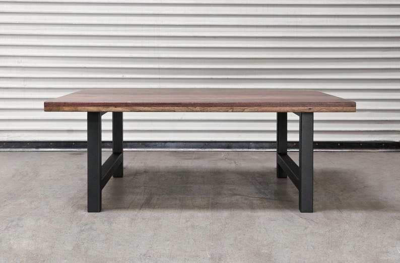 Custom Coffee Table Rustic Walnut Wood Metal And Outdoor Any Size Housewarming Gift Powder Coat 36 X24 X16