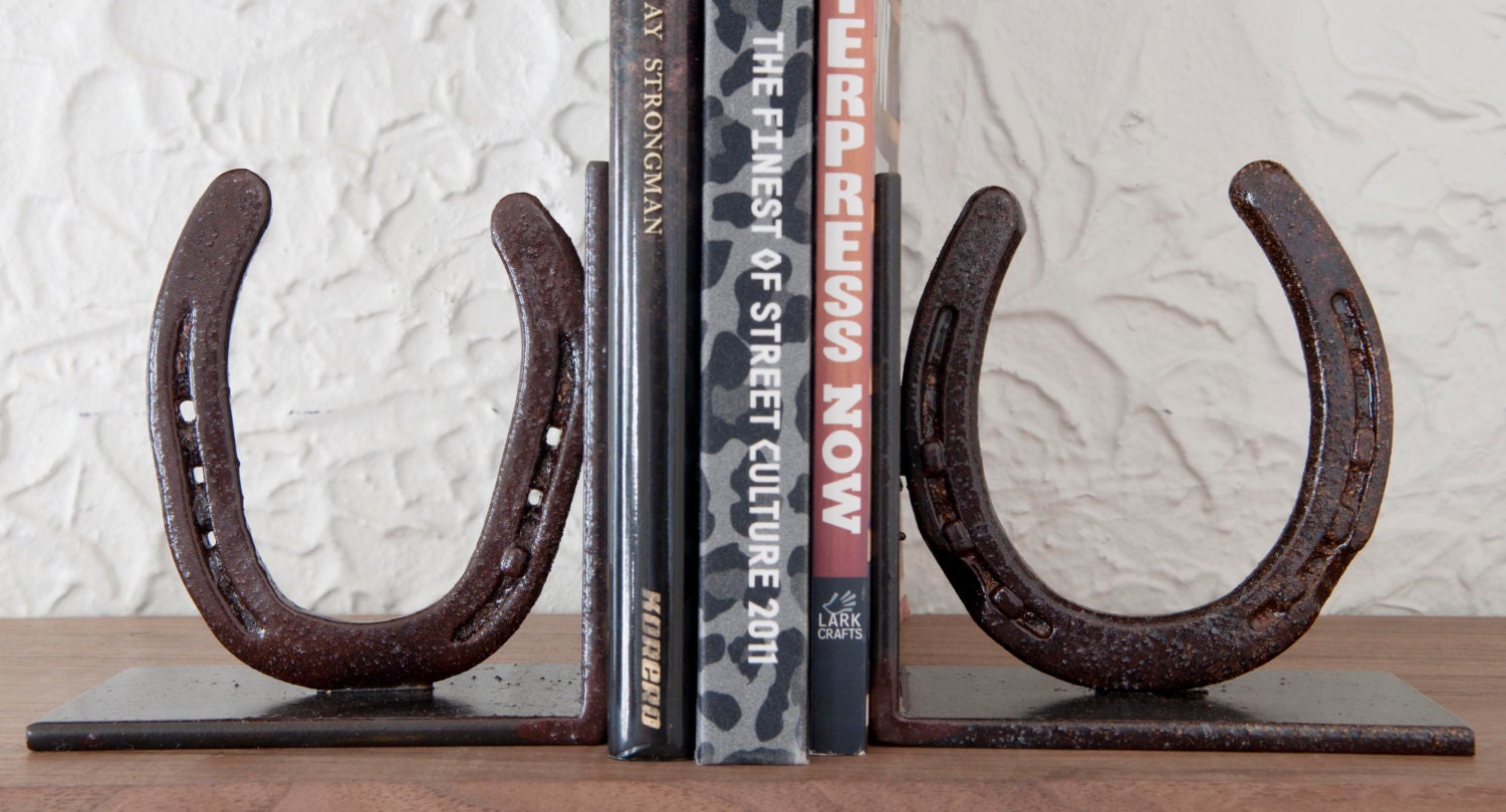 Ranch Home Decor, Horseshoe Book Ends, Horseshoe Bookends, Horse Lover Gift, Horse Bookends, Ranch Bookends, Metal Bookend Art, Horseshoe