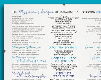 Physician&#39;s Prayer - Maimonides - Digital Print/Poster