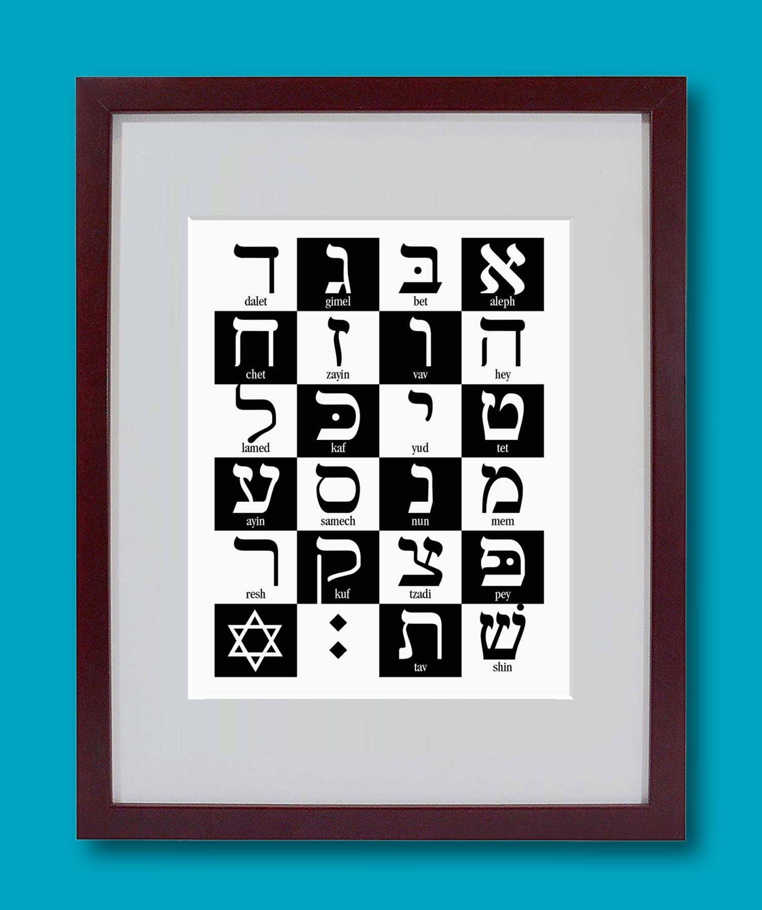 【中古】 初期ヘブライ文字 ヘブライ語アルファベット - 白黒 - 8x10