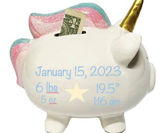 Unicorn Personalized Ceramic Piggy Bank