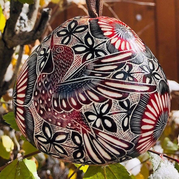 Handcrafted Hummingbird gourd  ornament