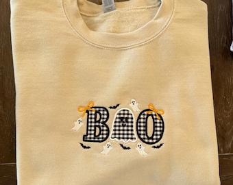 Gingham Boo Crewneck