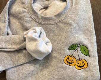 Embroidered Halloween Pumpkin Sweatshirt: Spooky Cuties