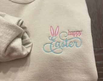 Happy Easter Bunnies Embroidered Sweatshirt
