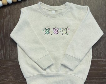 Handmade Embroidered Mini Checkered Bunnies Crewneck Sweatshirt