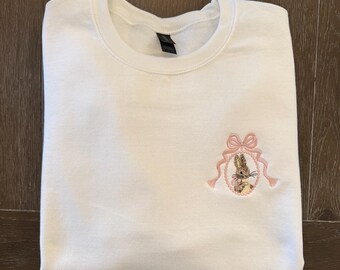 Storybook Embroidered Bunny crewneck