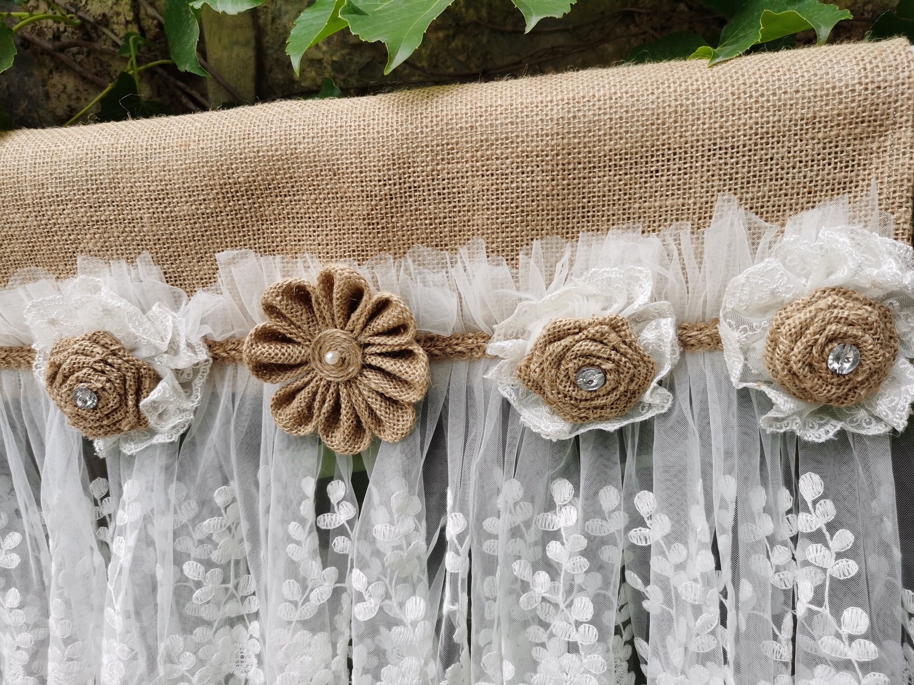 Romantic Full Lace Curtain Rustic burlap Kitchen Valance Etsy