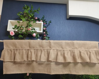 Custom Burlap Ruffle Curtian Rustic burlap  Kitchen Valance Burlap  Decor Kitchen Curtain Shabby Burlap Valance