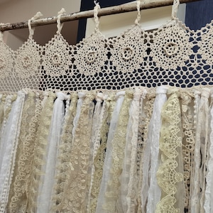 Custom Shabby  Lace curtain Hand Crochet Lace Kitchen Valance Kitchen Curtain Shabby Lace Window Curtain Cafe Curtain Wedding Decor