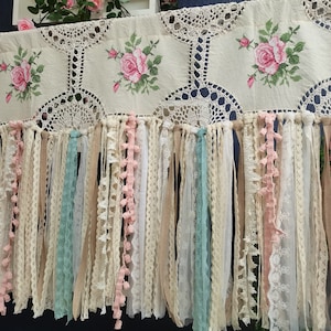 New Handmade Rustic Unique Beige Lace Bedroom Ivory Lace Curtain Valance Kitchen Curtain Shabby Burlap Beige Lace window treatments